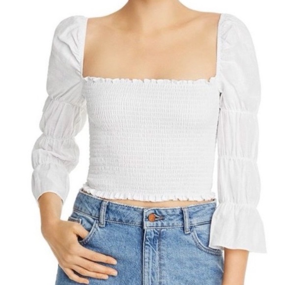 Aqua Tops - AQUA Smocked Tiered Sleeve Top